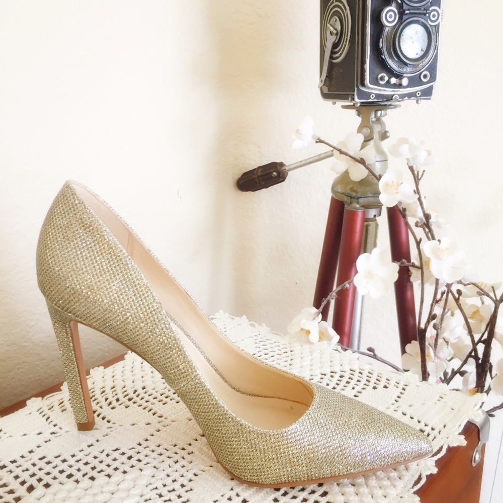 Shimmery GOLD, 4” high heels.